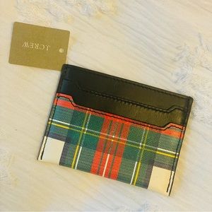 J.CREW Leather Plaid Tartan Card Holder Wallet